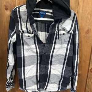 Arizona Black and White Plaid Hoodie Shirt